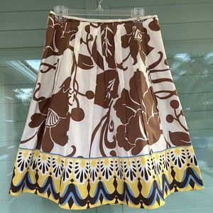 NWOT Elie Tahari Multicolor Floral Pleated Cotton Skirt Size 0 (see Measurement)